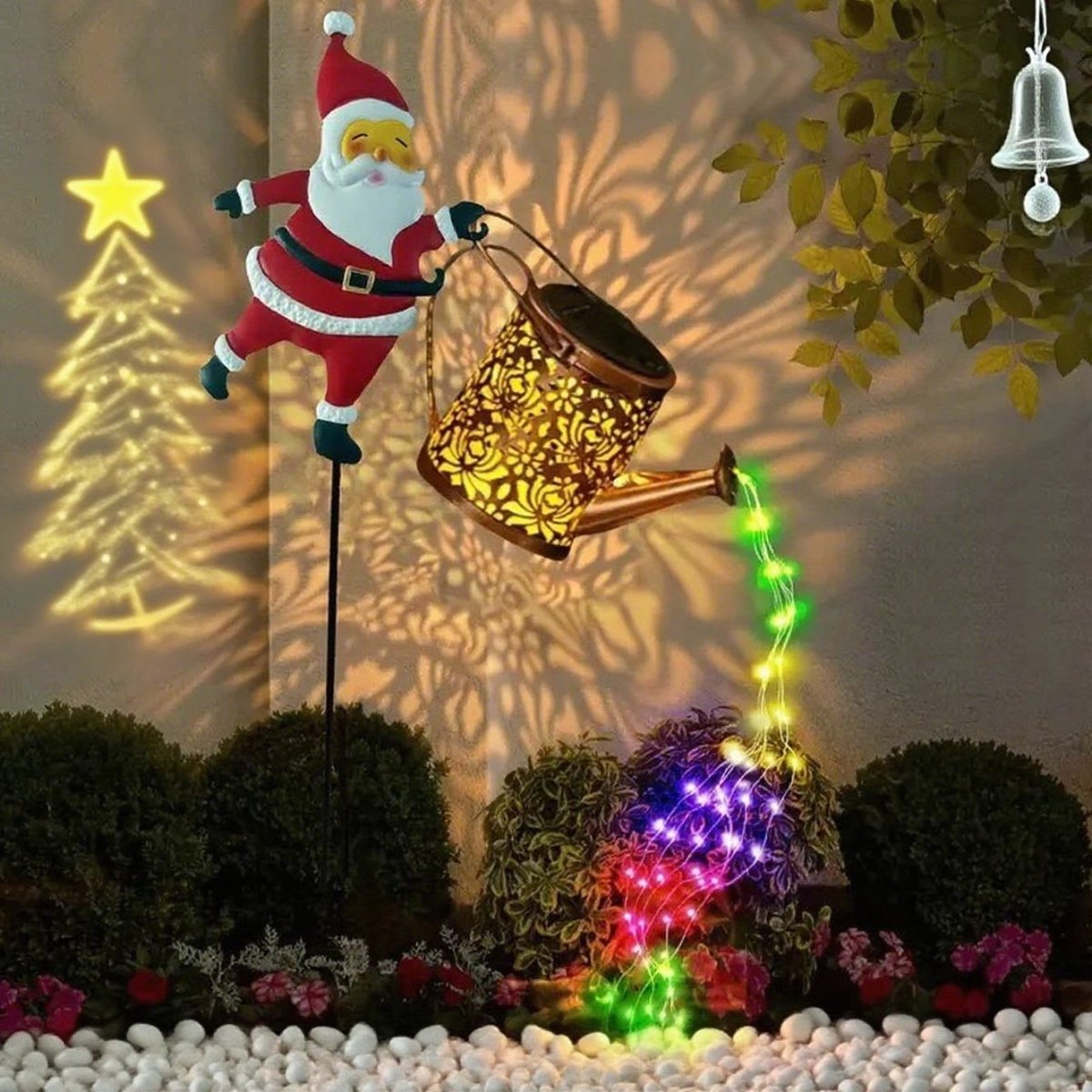 Solar Santa Vandkande Lanterne til Vinterhave Dekoration