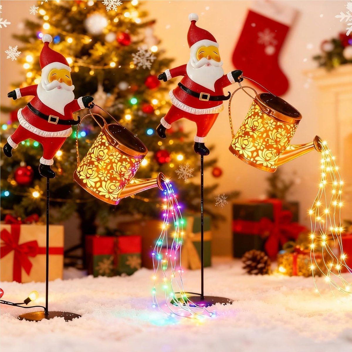Solar Santa Vandkande Lanterne til Vinterhave Dekoration