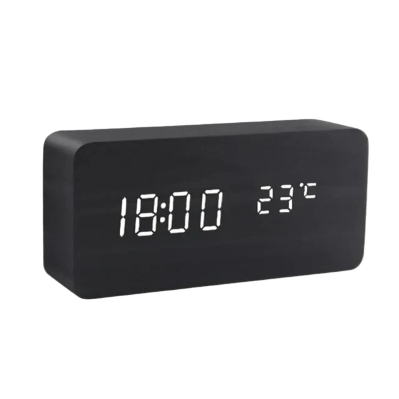 Stemmestyret LED Træur Minimalistisk Design