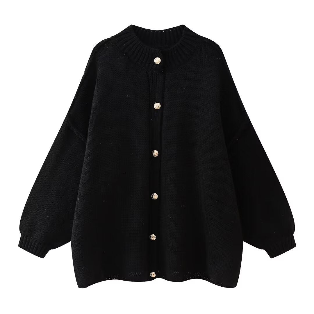 Striktrøjer Dame Oversized Cardigan Med Knappet Front