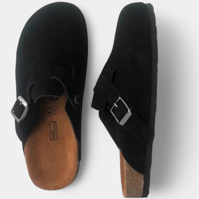 Unisex Suede Klipklapper – Justerbart Rem, Polstret Sål & Skridsikker Bund