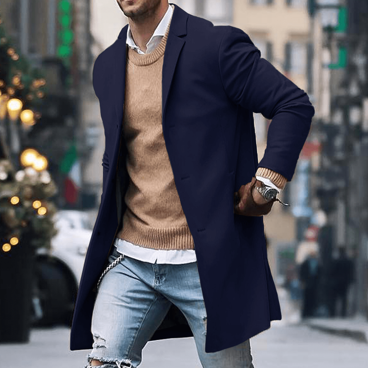 Norlan Herre Enkeltknappet Frakke – Slim Fit & Moderne Stil