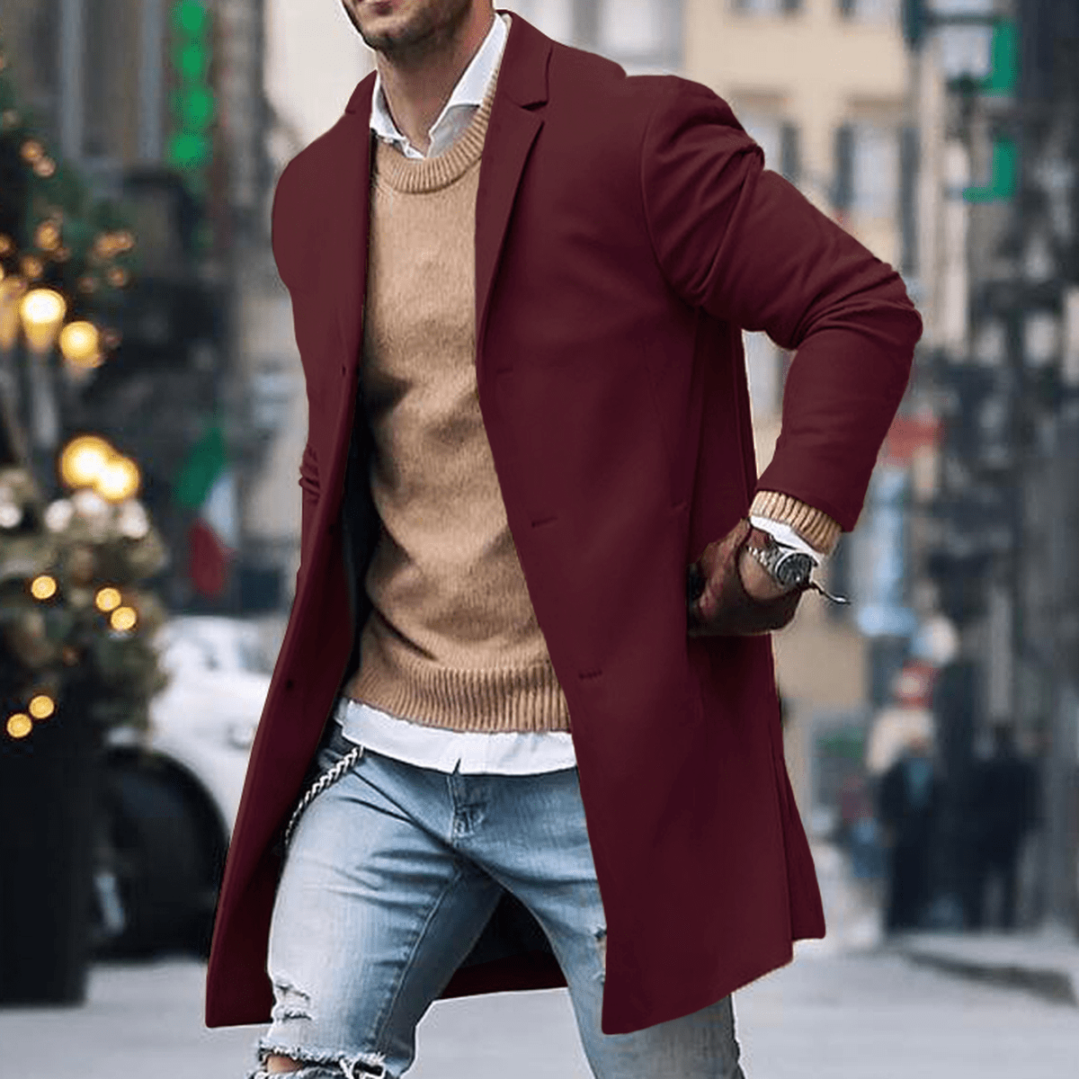 Norlan Herre Enkeltknappet Frakke – Slim Fit & Moderne Stil