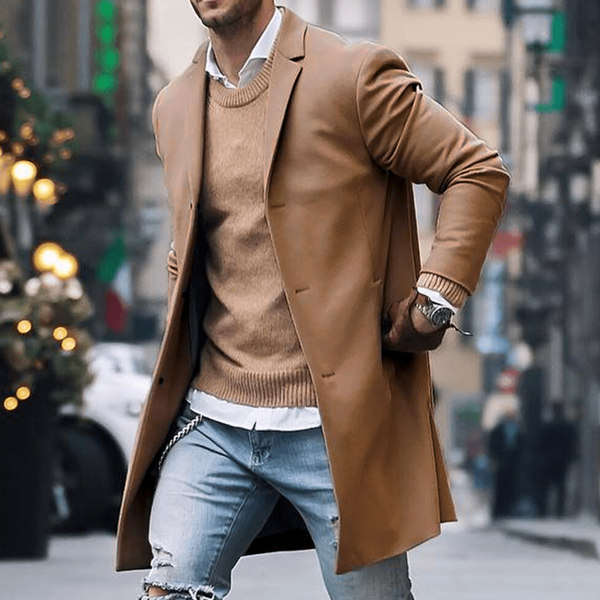 Norlan Herre Enkeltknappet Frakke – Slim Fit & Moderne Stil