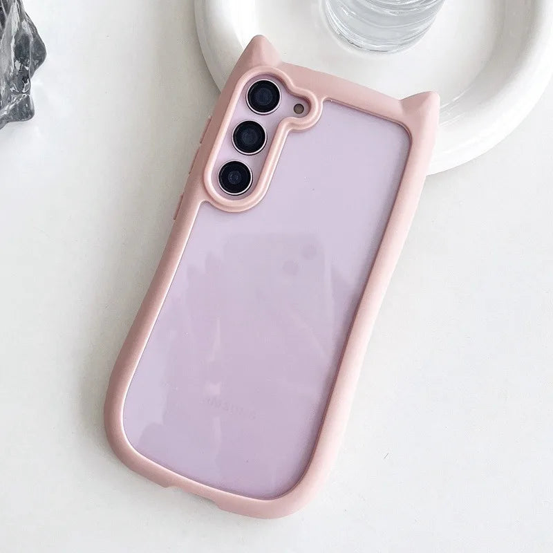 Telefoncover med 3D Katteøre til Samsung Galaxy S23, S24 S25 Plus