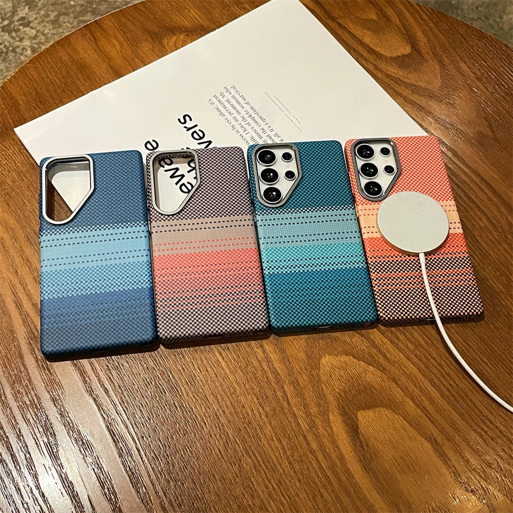 Telefoncover til Samsung Galaxy S25/S26 Ultra Farverigt Design Med Stribet Tekstur