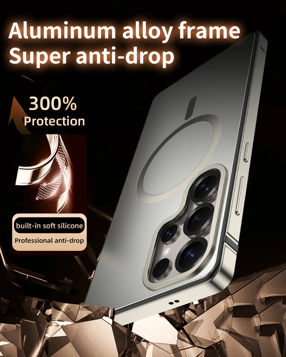 Telefoncover til Samsung Galaxy S25 Ultra Metal Design med Magnetisk Opladningsring