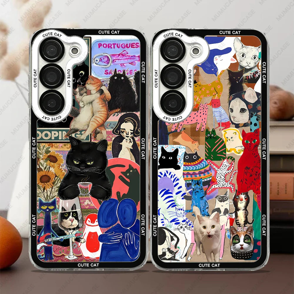 Telefoncover til Samsung Galaxy S20, S21 S22, S23, S24, S25, med Kat Collage Design