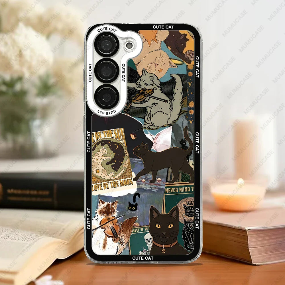 Telefoncover til Samsung Galaxy S20, S21 S22, S23, S24, S25, med Kat Collage Design