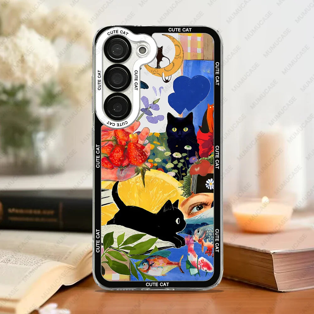Telefoncover til Samsung Galaxy S20, S21 S22, S23, S24, S25, med Kat Collage Design