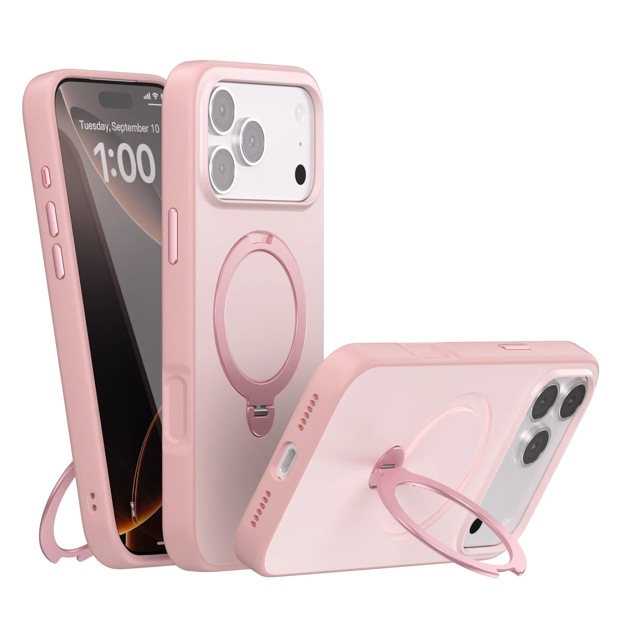 Telefoncover til iPhone 14, 15, 16, 17 Pro Max med Roterende Stativ