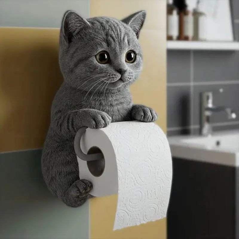 Toiletrulleholder Kattehoved Design Vægmonteret til Badeværelse