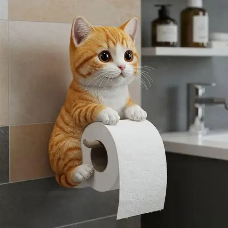 Toiletrulleholder Kattehoved Design Vægmonteret til Badeværelse