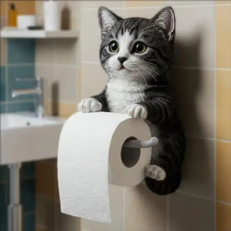 Toiletrulleholder Kattehoved Design Vægmonteret til Badeværelse