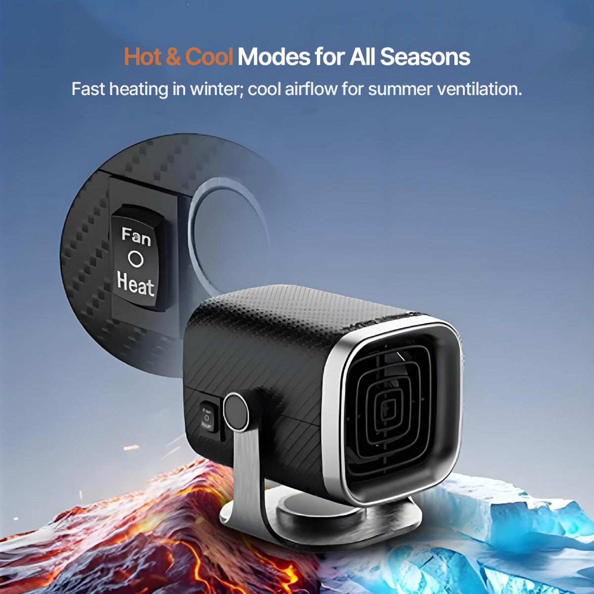 Car Heater 12V/24V – Portable Car Heater with 360° Rotating Fan