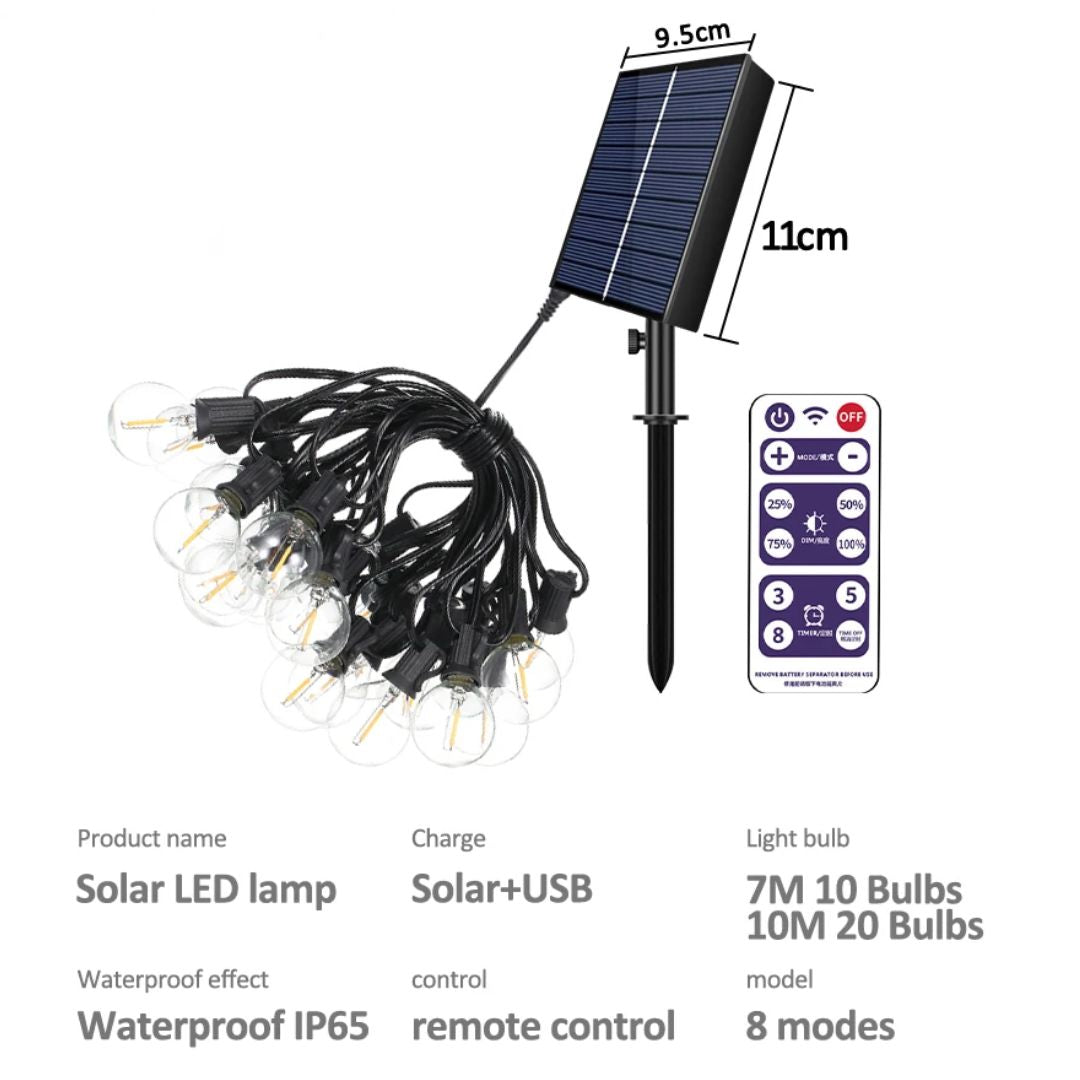 Udendørs Lysstreng med Solenergi