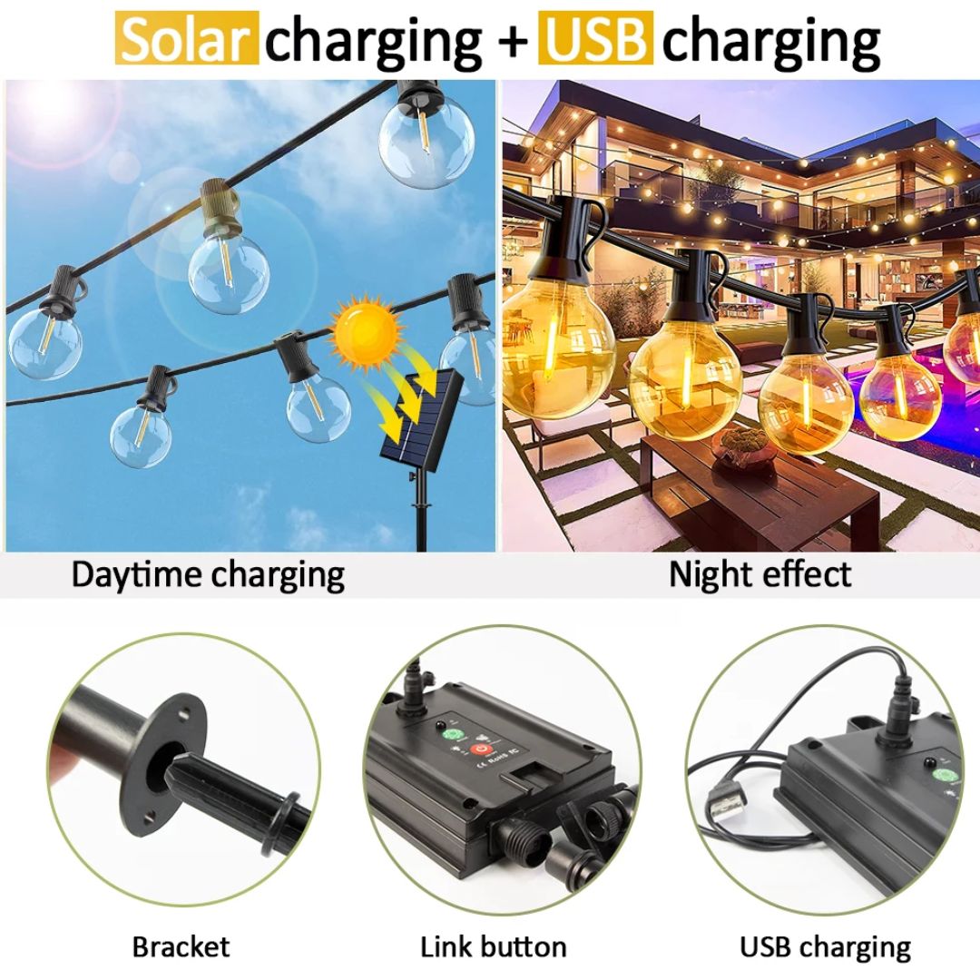 Udendørs Lysstreng med Solenergi