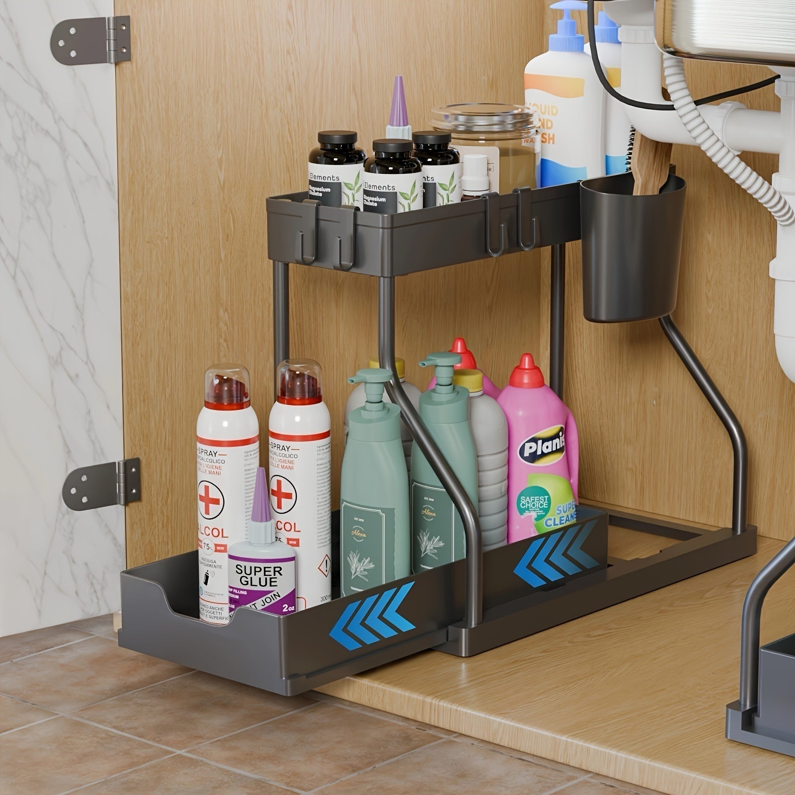 Under-Sink Organizer Med Skydeskuffe Til Køkken Og Badeværelse