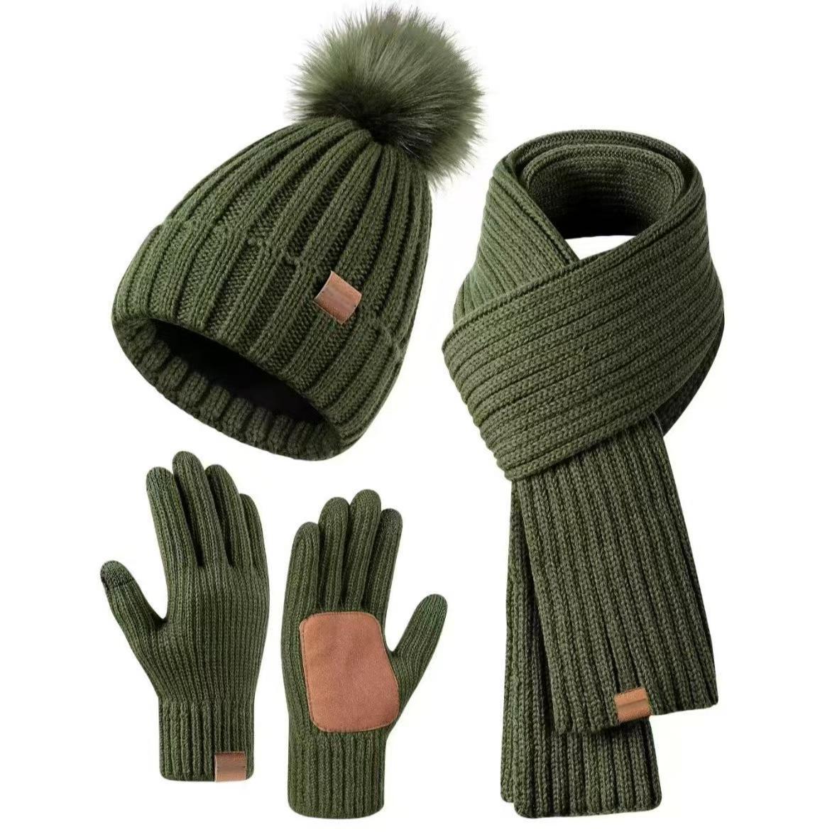 Unisex 3-i-1 Vinter Sæt med Beanie, Tørklæde og Handsker