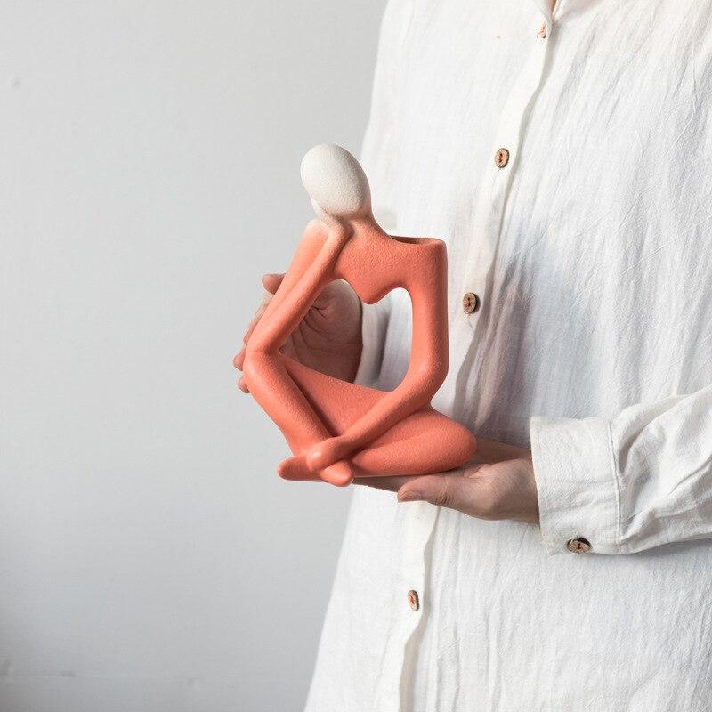 Unisex Kunstvase Tænkende Mand Design