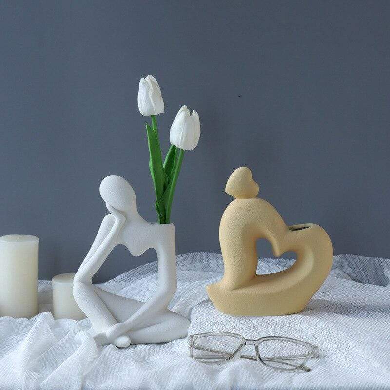 Unisex Kunstvase Tænkende Mand Design