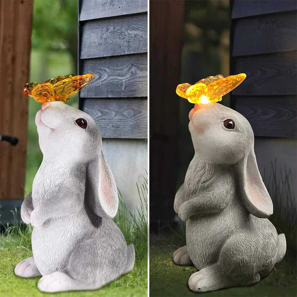 BunnyGlow – Solcelledrevet kaninstatue LED-lys til magisk udendørs stemning