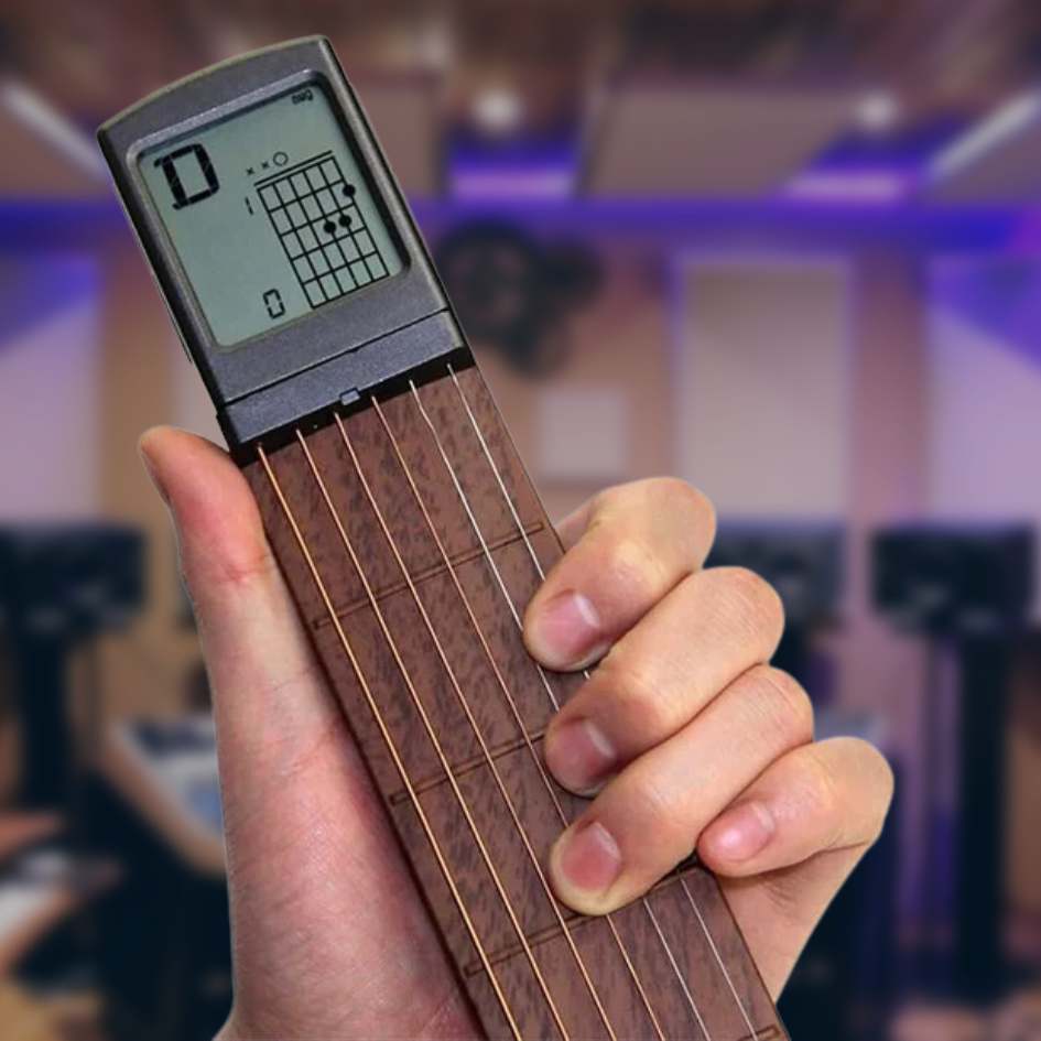Pocket Guitarakkordtræner | 6-bånds guitarøvelsesinstrument med skærm-zarada.dk