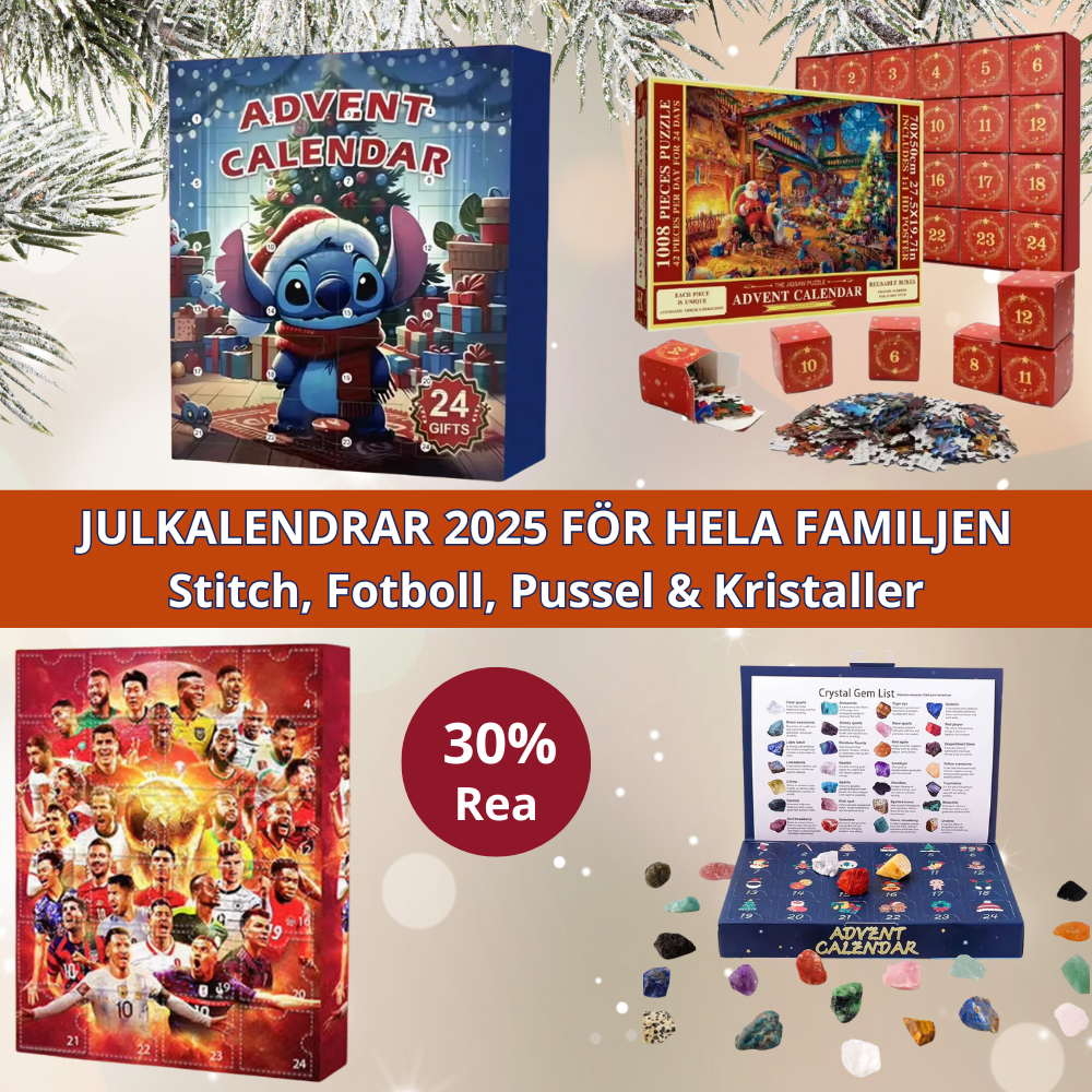 FamilieJoy Julekalender 2025 | Udfordrende overraskelser til alle med Stitch, Fodbold, Puslespil & Krystaller