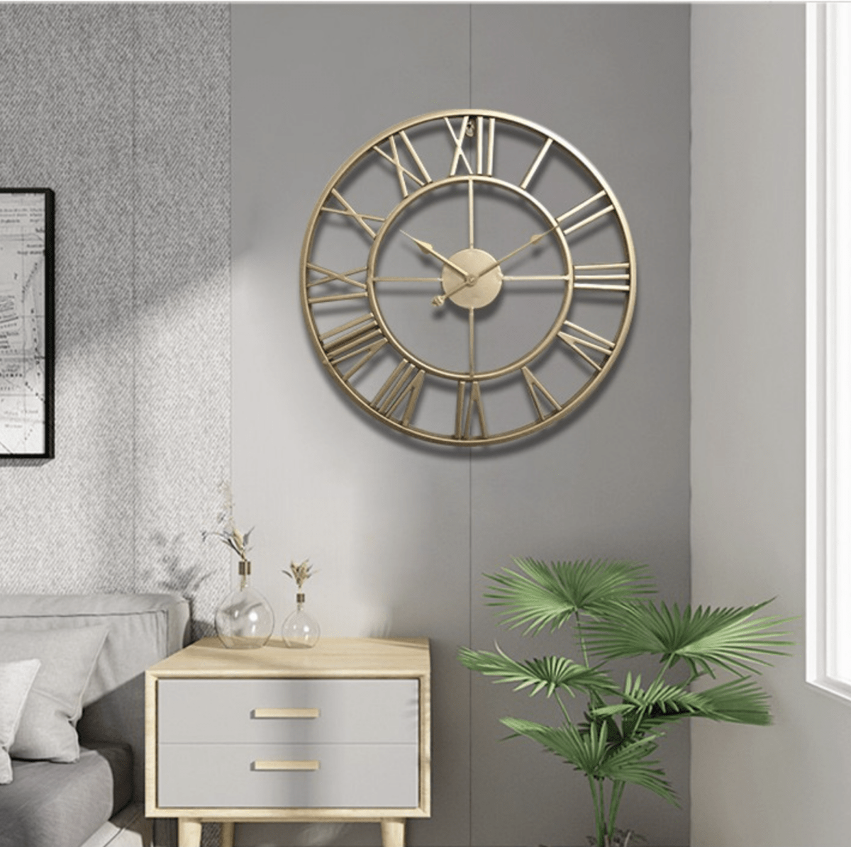Væg Ur Stille Bevægelse Smedejern Design til Stue og Kontor