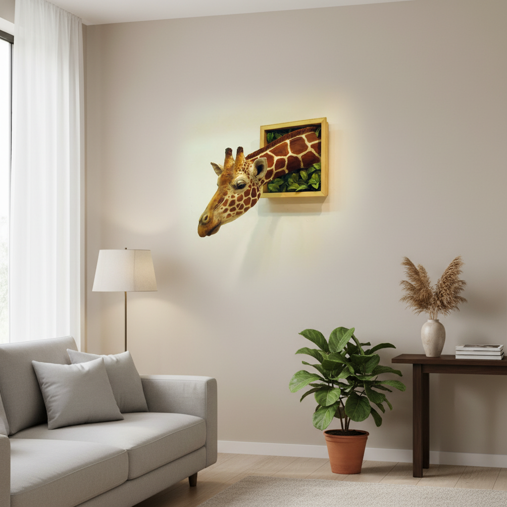 Vægdekoration Giraffehoved 3D Skulptur