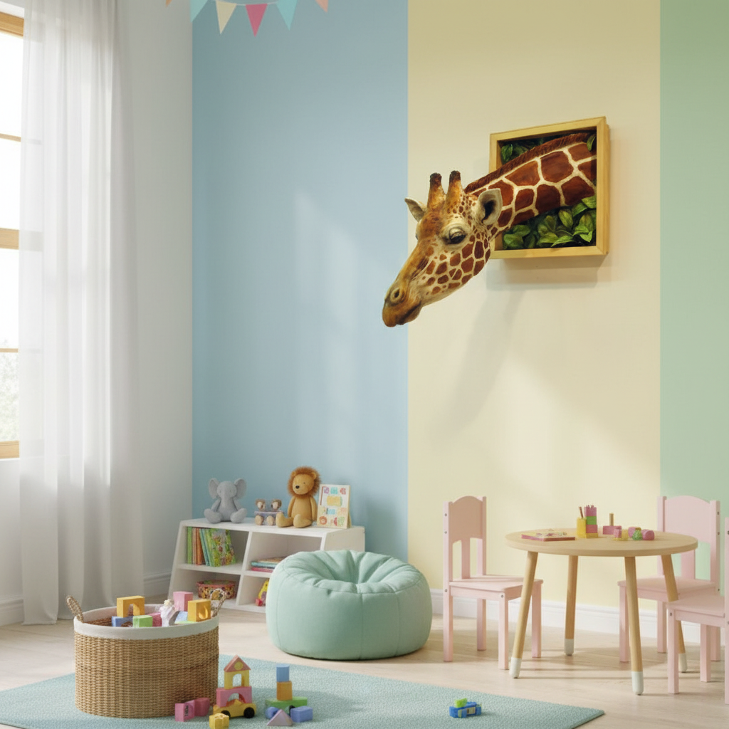 Vægdekoration Giraffehoved 3D Skulptur