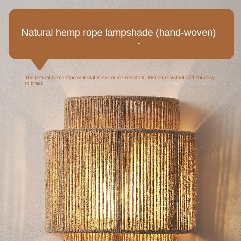 Væglampe i Rattan til Boheme Stil