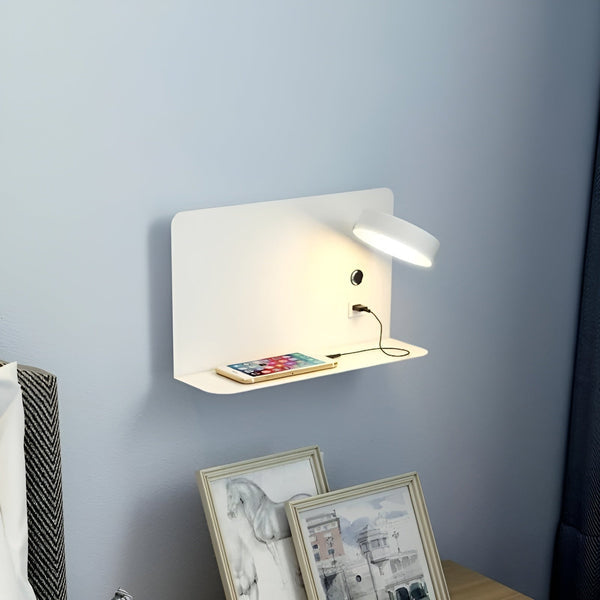 Væglampe med USB Oplader og Tre Lysfarver