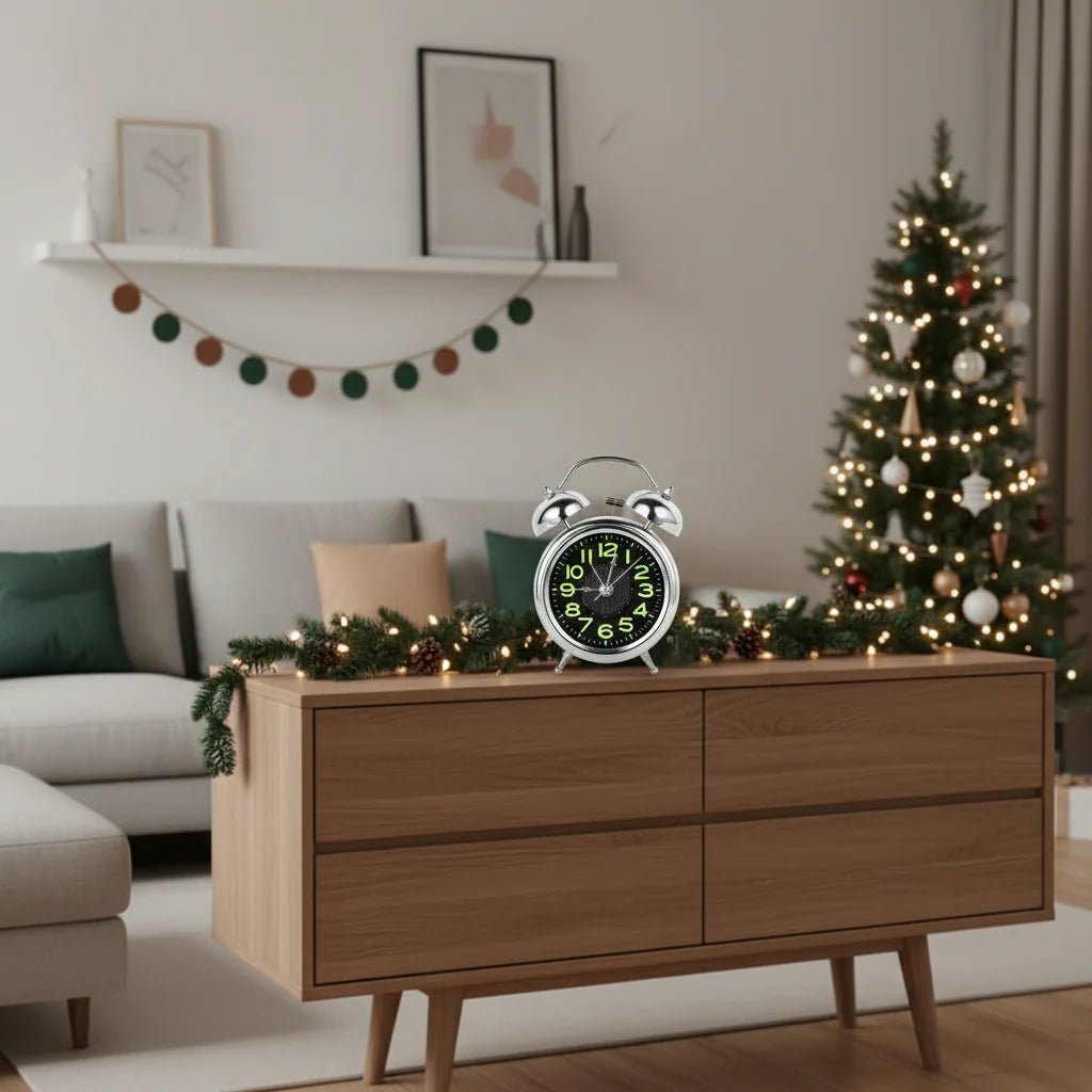 Vækkeur Med Lys Retro Design Til Mænd Og Kvinder Med Dobbeltklokke