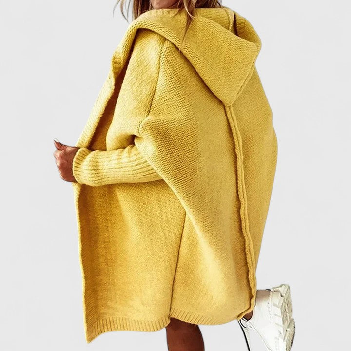 Cardigan Kvinde Adriana med Hætte Oversize – Lang Cozy Vest Ideel til Lagdeling