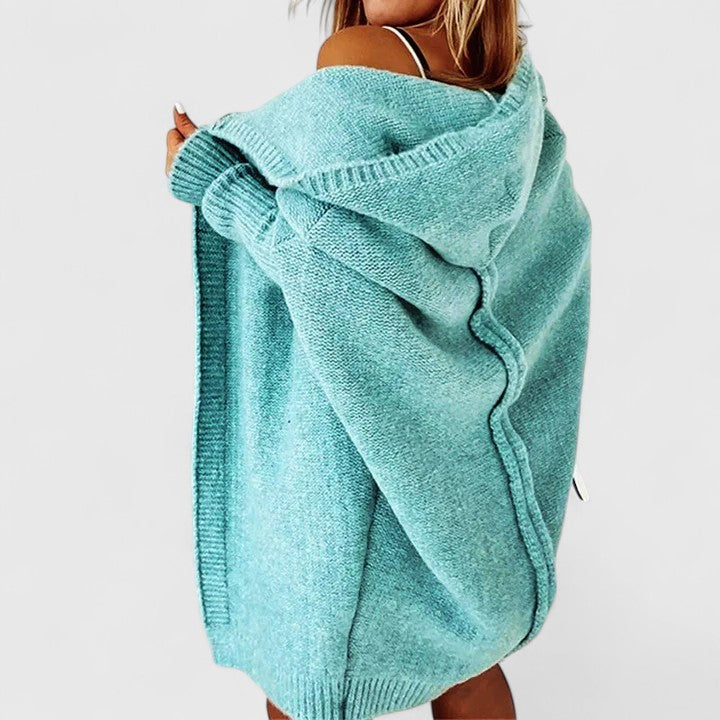 Cardigan Kvinde Adriana med Hætte Oversize – Lang Cozy Vest Ideel til Lagdeling