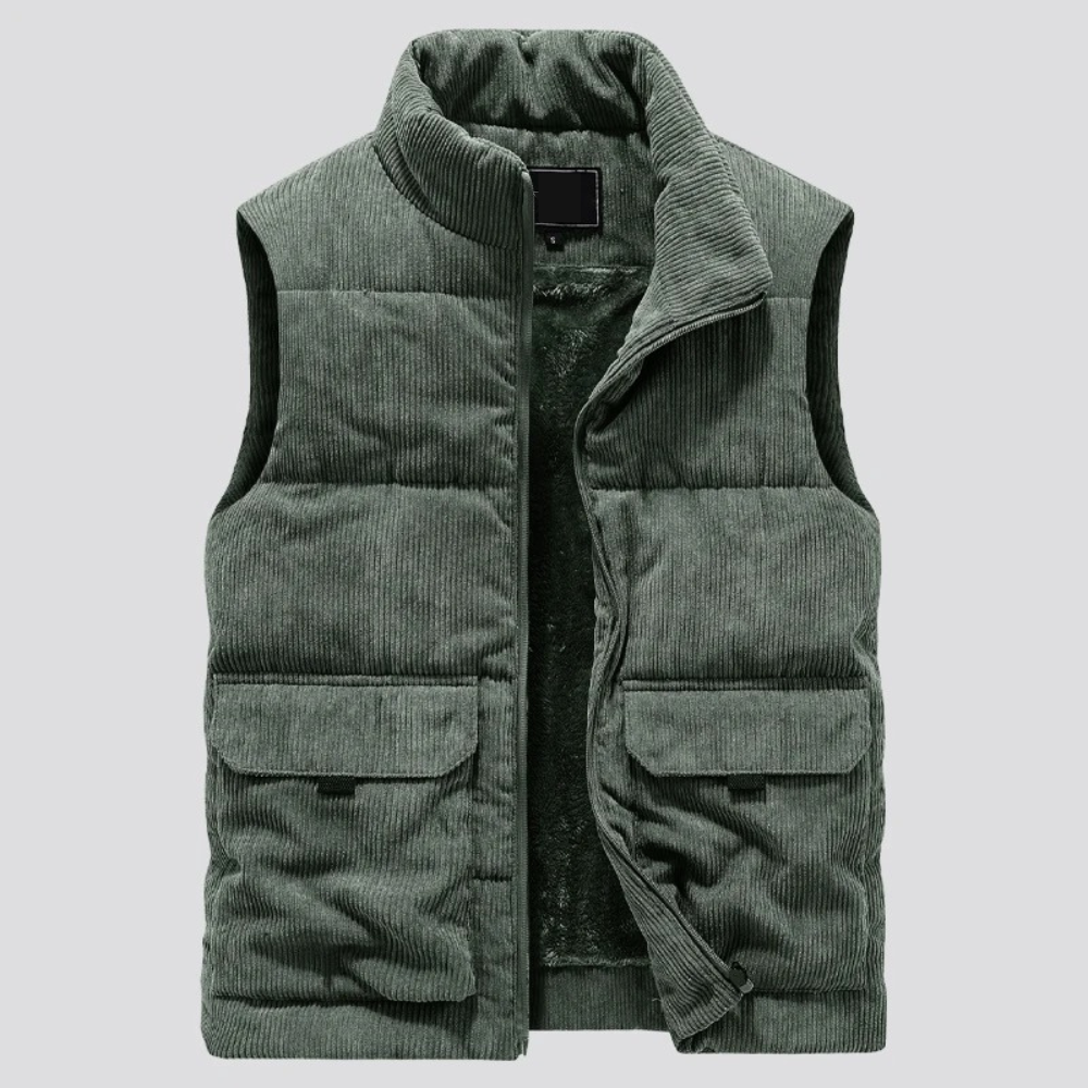 Aiden Herre Corduroy Vest – Uden Ærmer med Praktiske Lommer & Lynlås