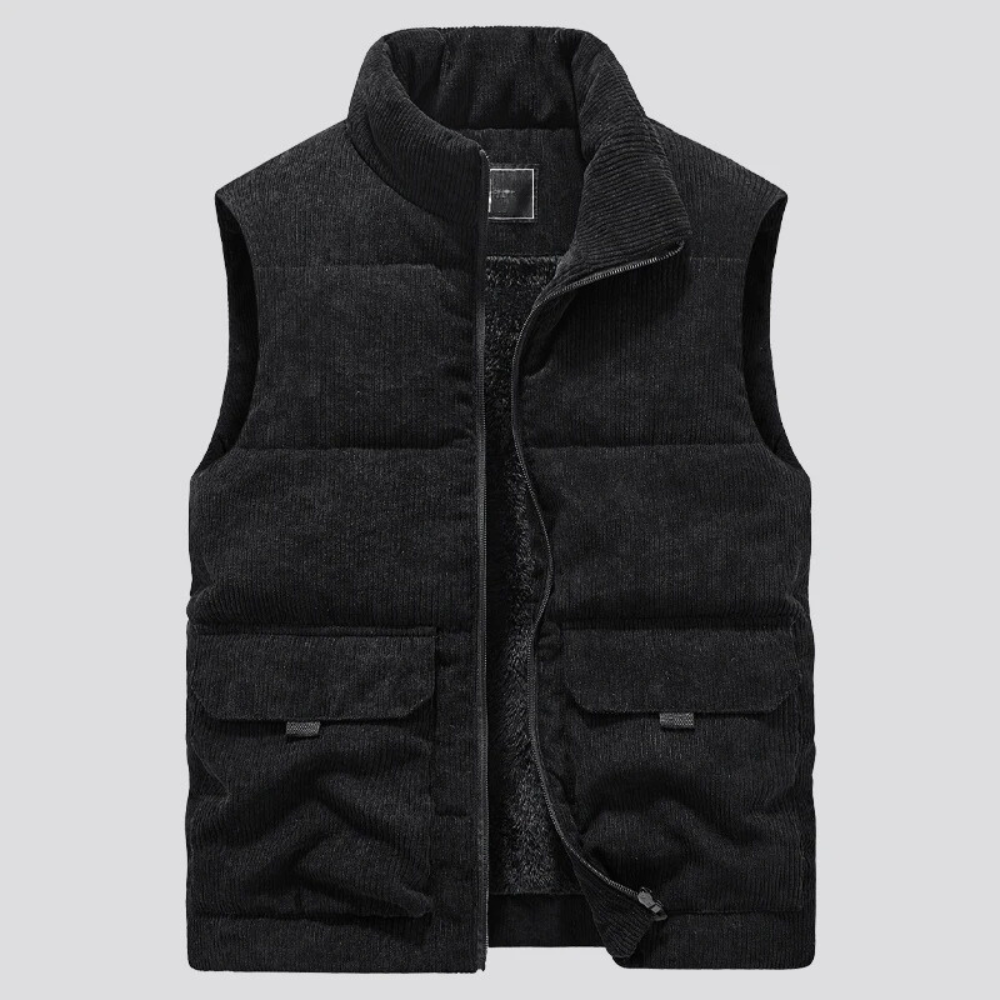 Aiden Herre Corduroy Vest – Uden Ærmer med Praktiske Lommer & Lynlås