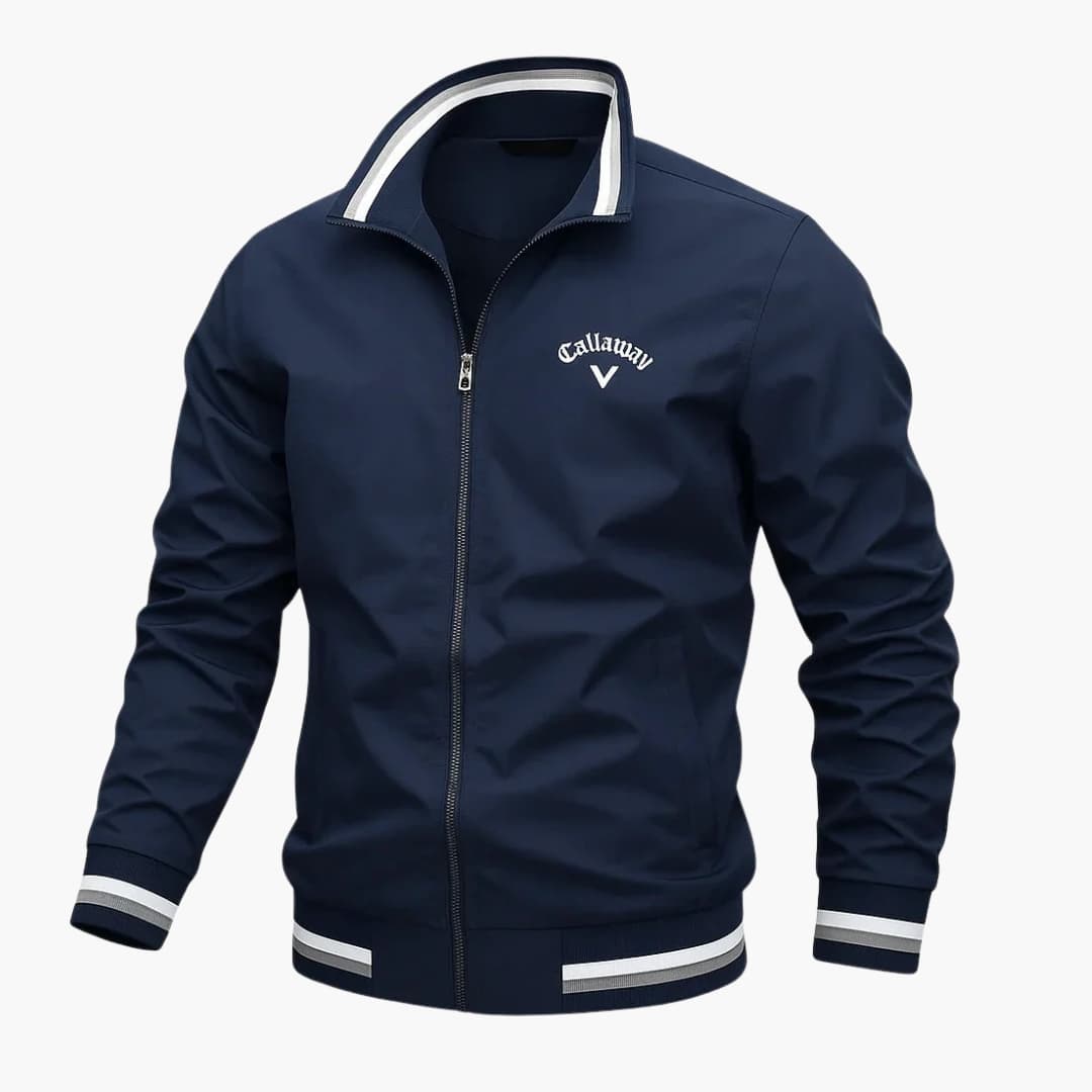Everleigh Herre Zip-Up Jakke – Ståkrave, Regular Fit & Elegant Vævet Stof
