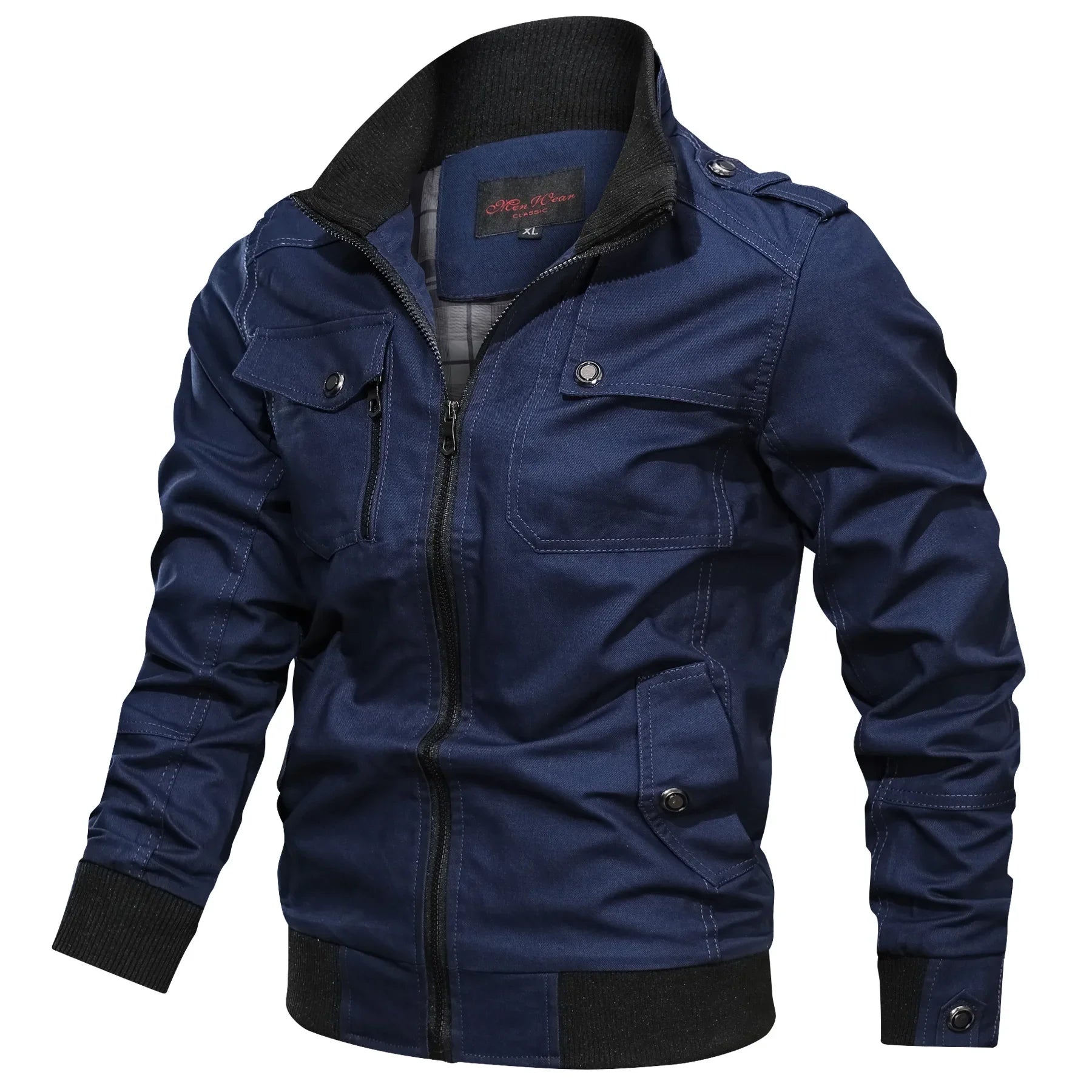 Vinter Herre Jakke Med Lynlås Og Ståkrave Oversize Design