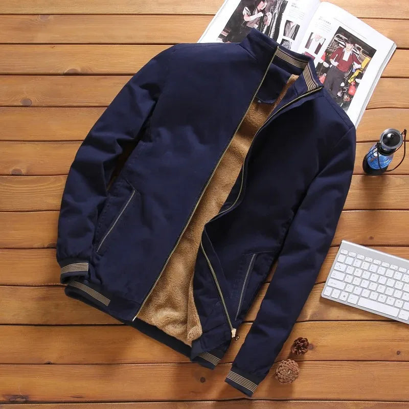 Vinterjakke Herre Fleece Aviator Baseball Jakke Til Koldere Måneder