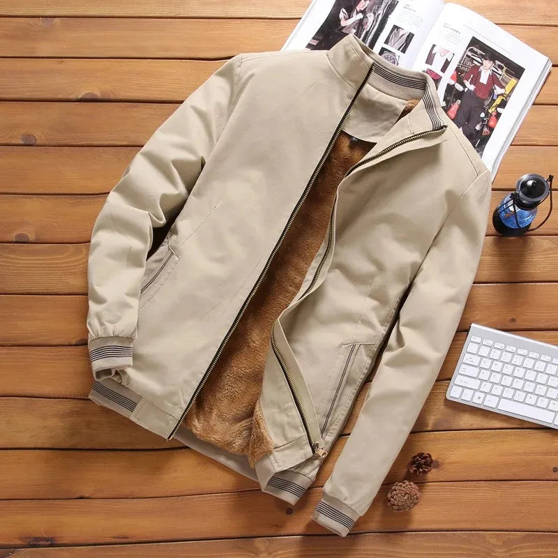 Vinterjakke Herre Fleece Aviator Baseball Jakke Til Koldere Måneder