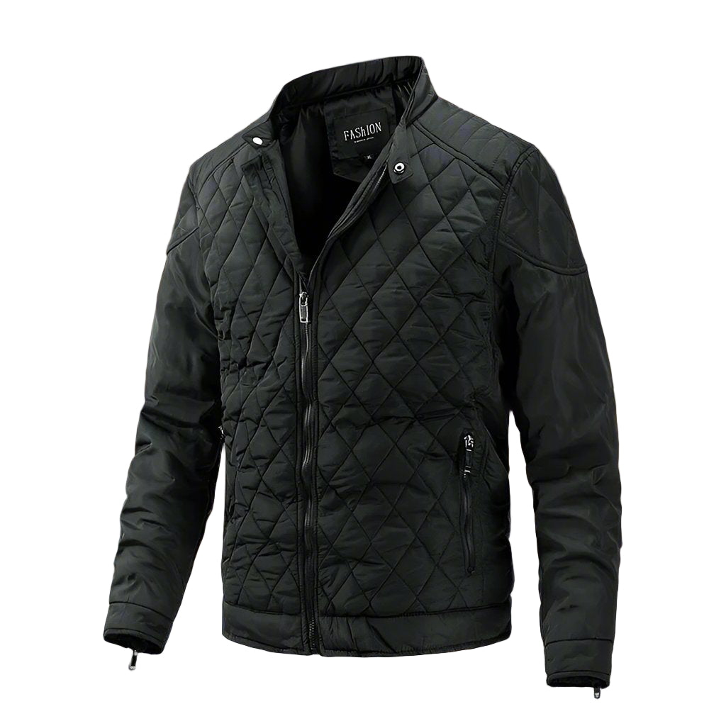 Vinterjakke Herre Quilted Slim Fit Høj Krave Lynlås