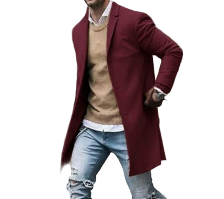 Vinterjakke Herre Slim Fit Uld Vindresistent Fashion Outerwear