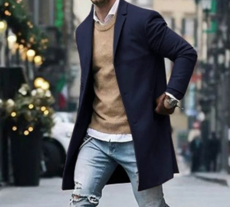 Vinterjakke Herre Slim Fit Uld Vindresistent Fashion Outerwear