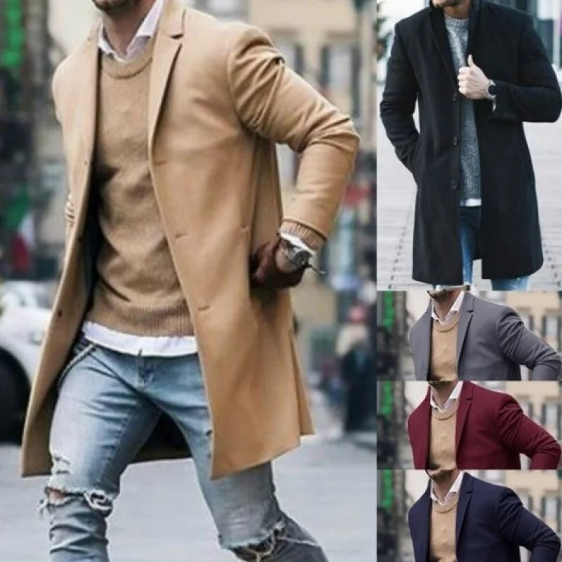 Vinterjakke Herre Slim Fit Uld Vindresistent Fashion Outerwear