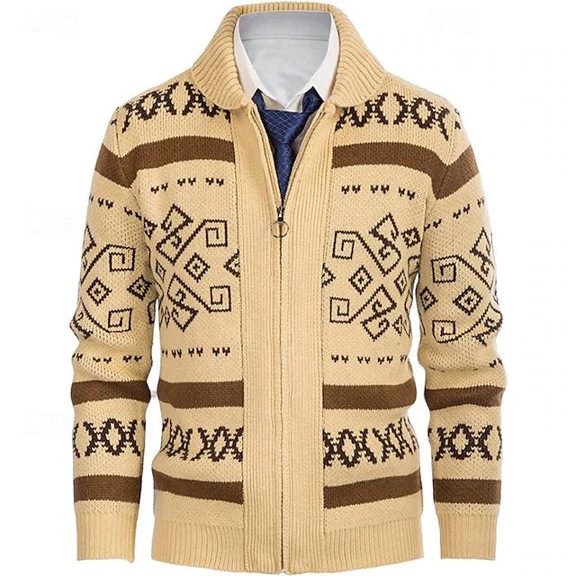 Herre Uld Zip Vest – Varm Strik, Elegant Snit & Klassisk Krave