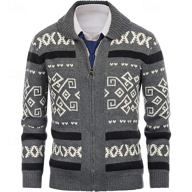 Herre Uld Zip Vest – Varm Strik, Elegant Snit & Klassisk Krave