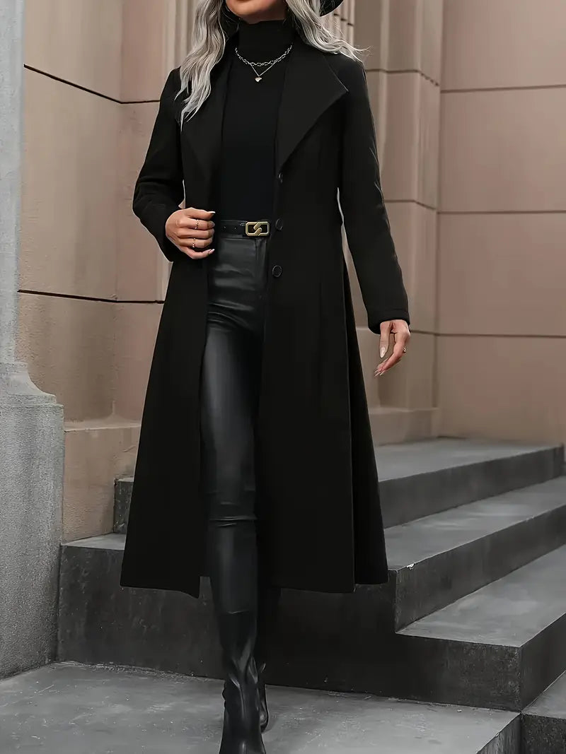 Kvinders Sorte Bælte Trench Coat – Elegant Skræddersyet Pasform til Efterår & Vinter