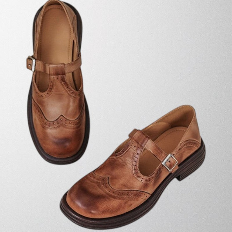 Kvinders Spænde Strap Brogue Sko – Klassiske Rundtåede Flade Sko til Hverdag & Kontorbrug